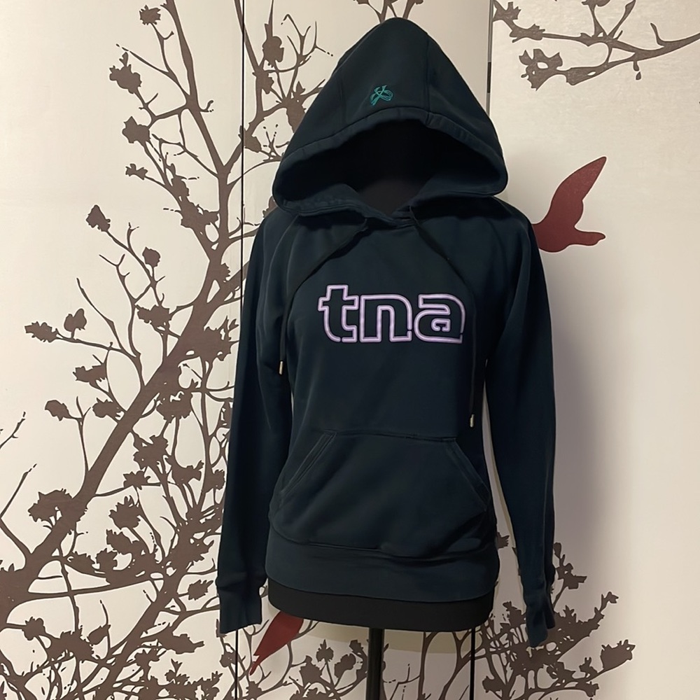 TNA Pullover Size Small Black Hoodie with Purple Print PRICE DROP‼️$30
